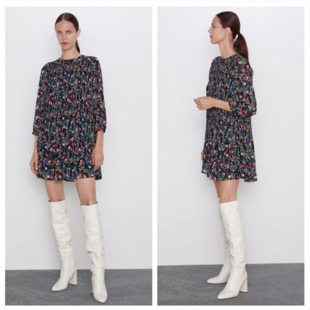 NWT | Zara Annie Dress Pleated Floral Print Medium